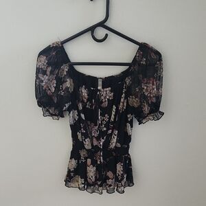 1775 Floral Black Floral Women's Blouse